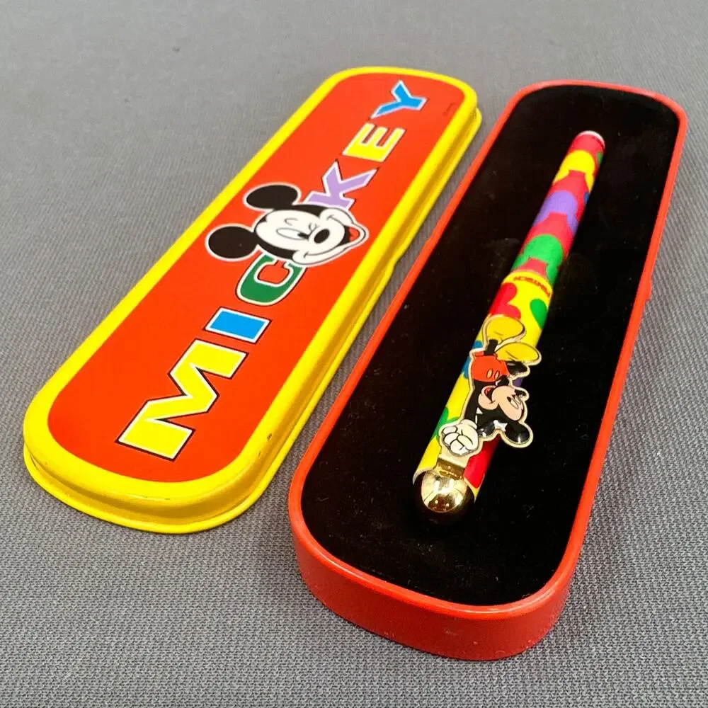 VTG 1995 Mickey Mouse Unlimited Collectible Pentech Ceramick Roller Ball Pen Tin